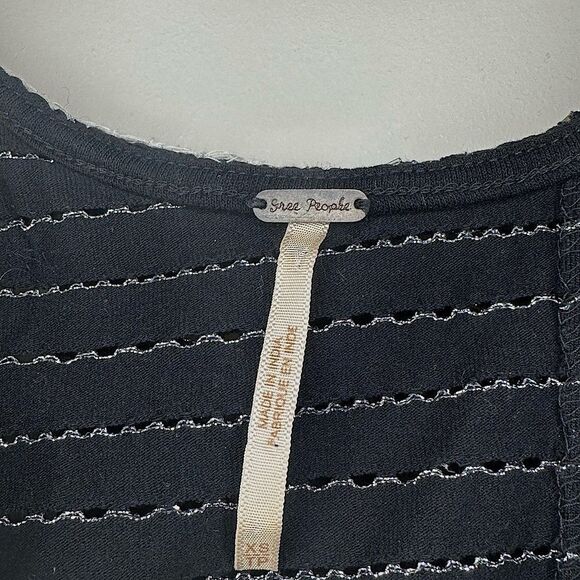 Free People Aztec Louie Split Back Beaded Scoop Neck Top - Picture 10 of 11